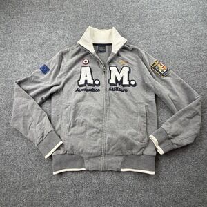 Aeronautica Militare AM Full Zip Jacket Gray Patches Men M